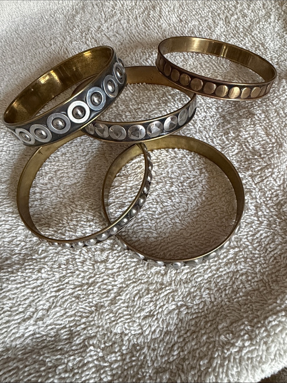 Classic Mixed Metal Dot Bangle Bracelet - Gold and Silver